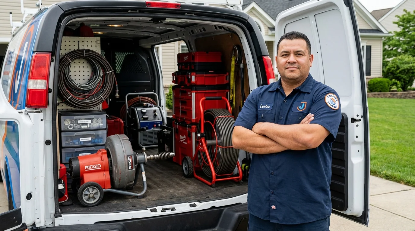 Professional drain cleaning equipment and Johns Plumbing LLC plumber in Atkins